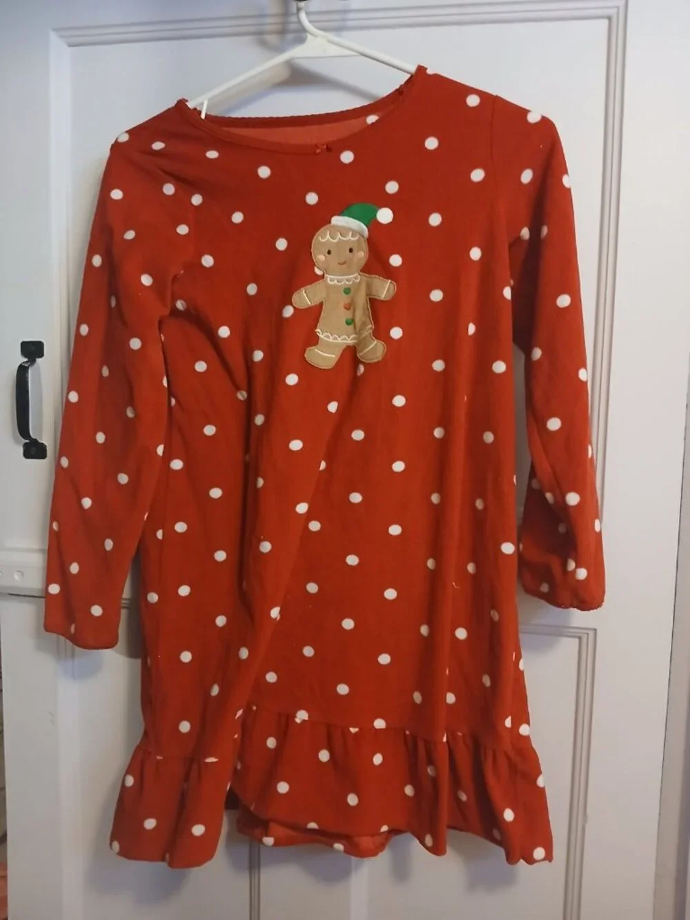 Carter's Girls 8-10 Red Pajama Dress Christmas Gingerbread
